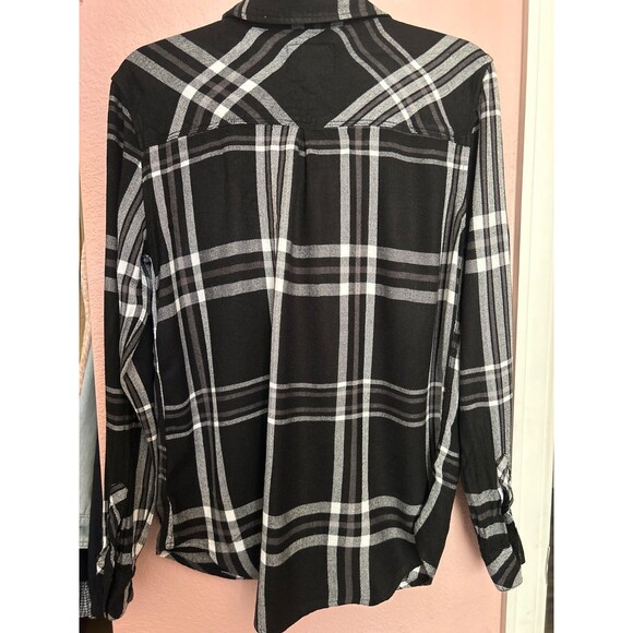 RAILS Hunter Women’s Plaid Flannel Button Up Shirt Size M White Black Grey - Picture 6 of 8